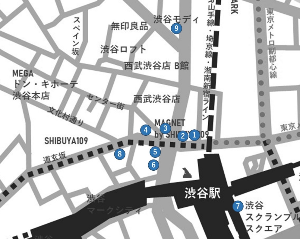 渋谷　主要大型ビジョンMAP